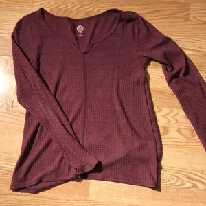 Relaxed Long Sleeve Waffle Shirt